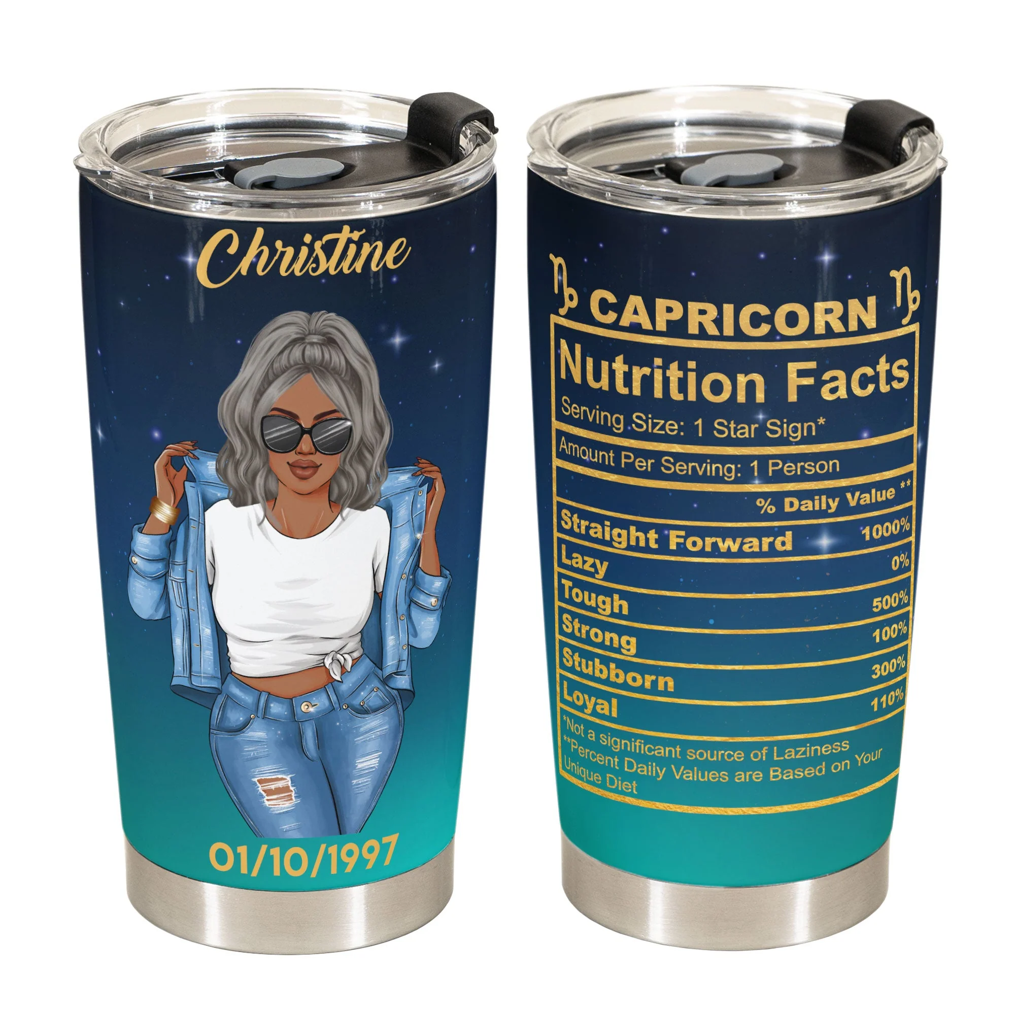 Capricorn Nutrition Facts - Personalized Tumbler Cup - Image 2