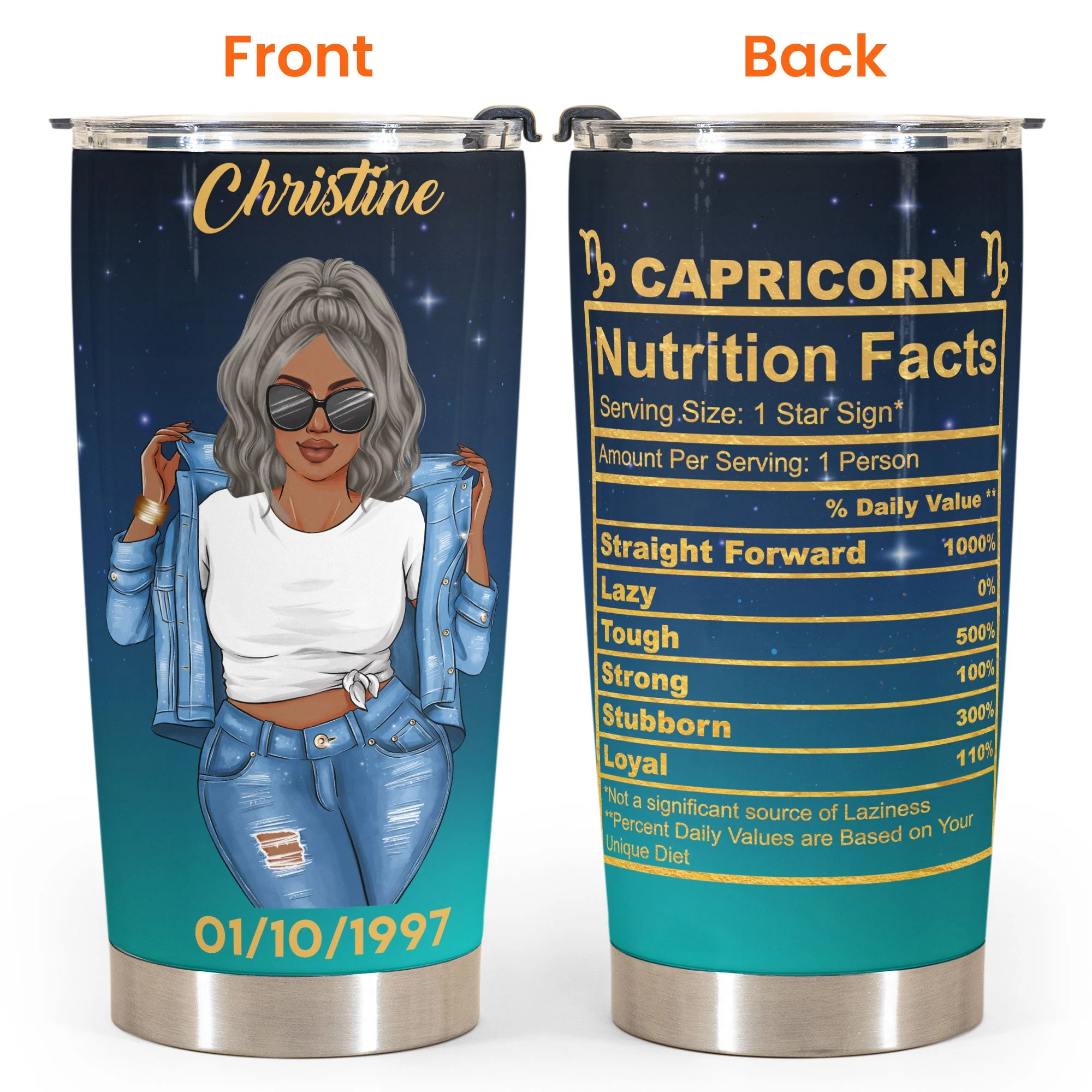Capricorn Nutrition Facts - Personalized Tumbler Cup - Image 4