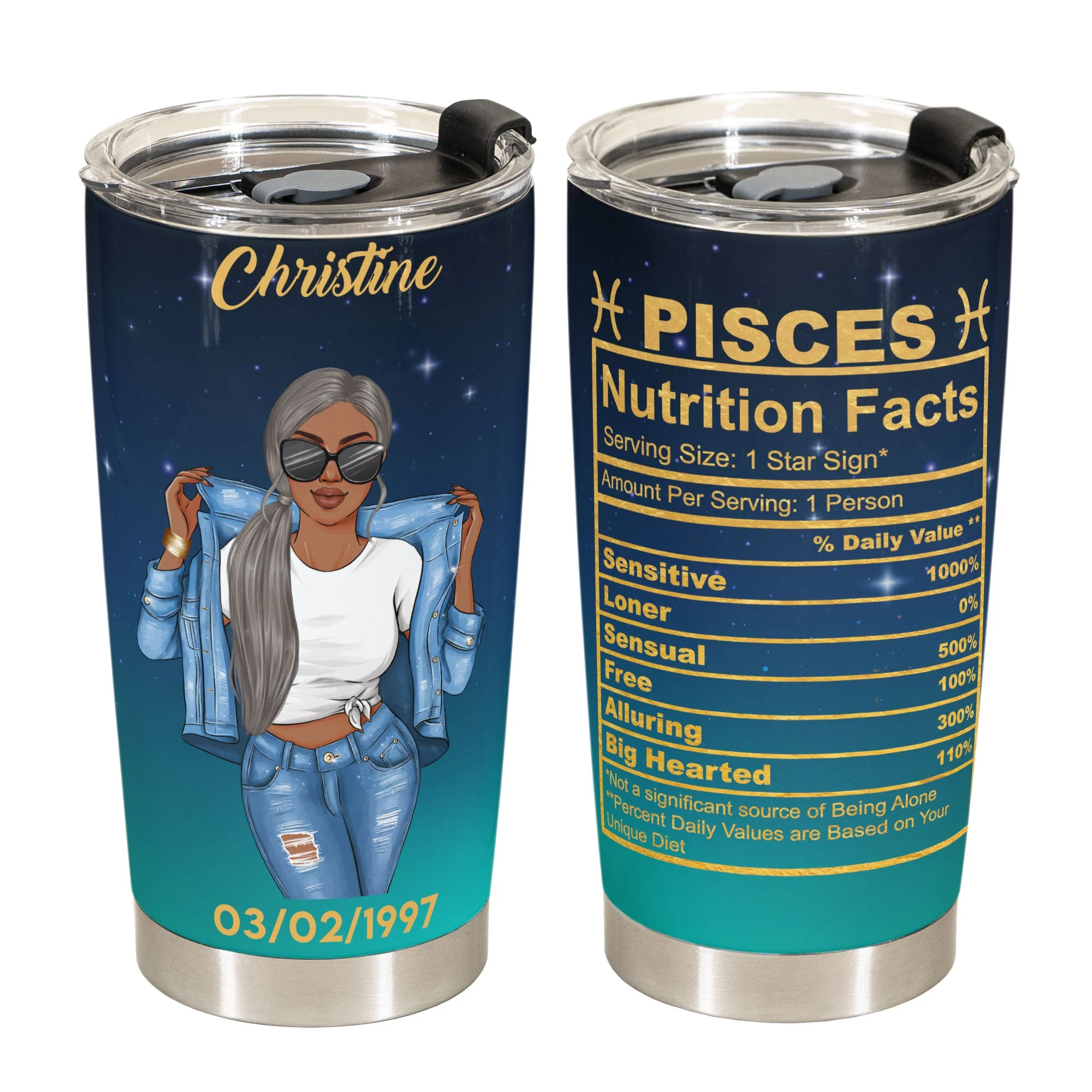 Pisces Nutrition Facts - Personalized Tumbler Cup - Image 2