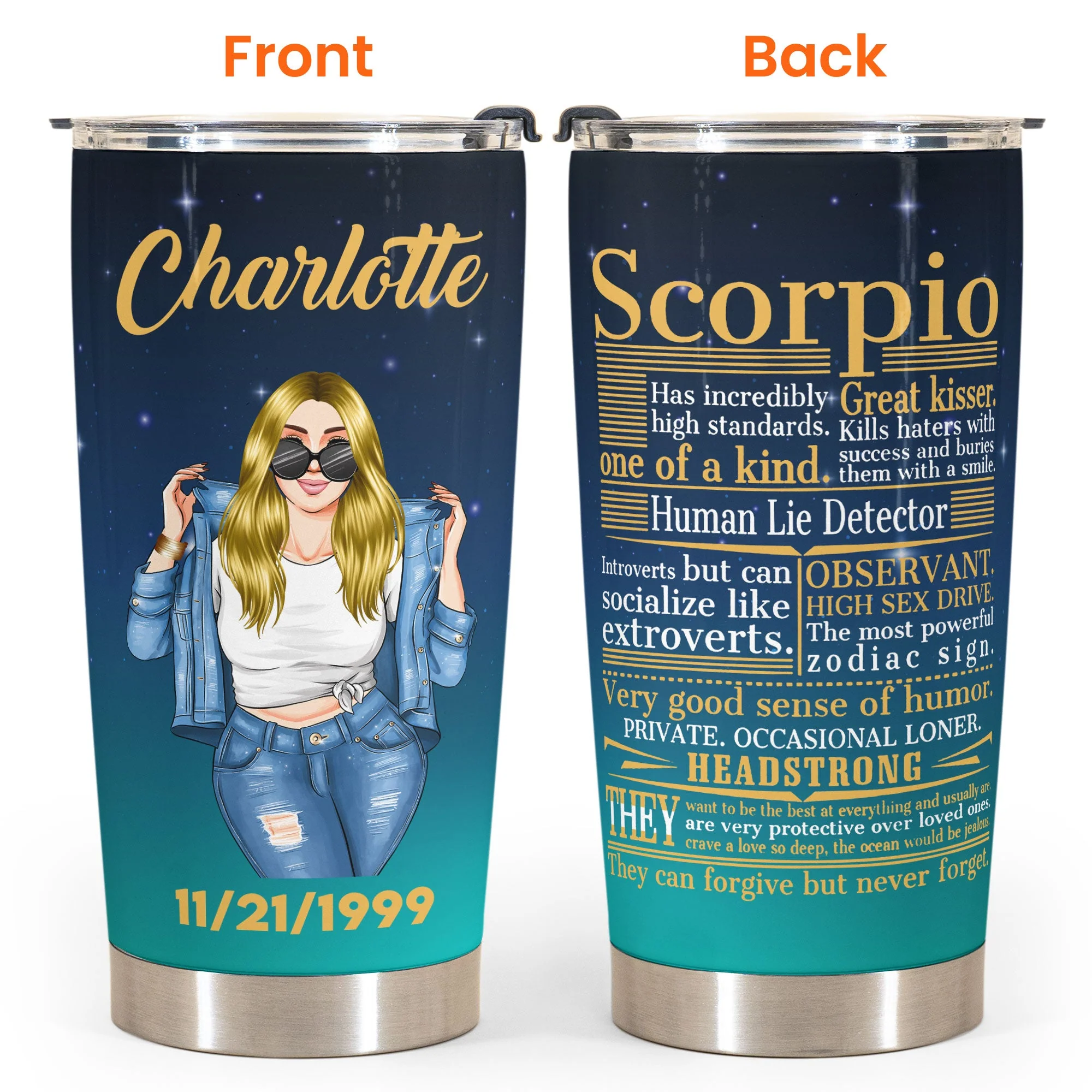 Zodiac One Of A Kind - Personalized Tumbler Cup - Image 4